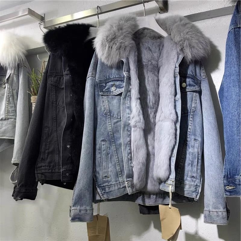 Big Fur Collar Denim Jacket