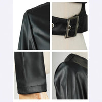 Black Collarless PU Jacket