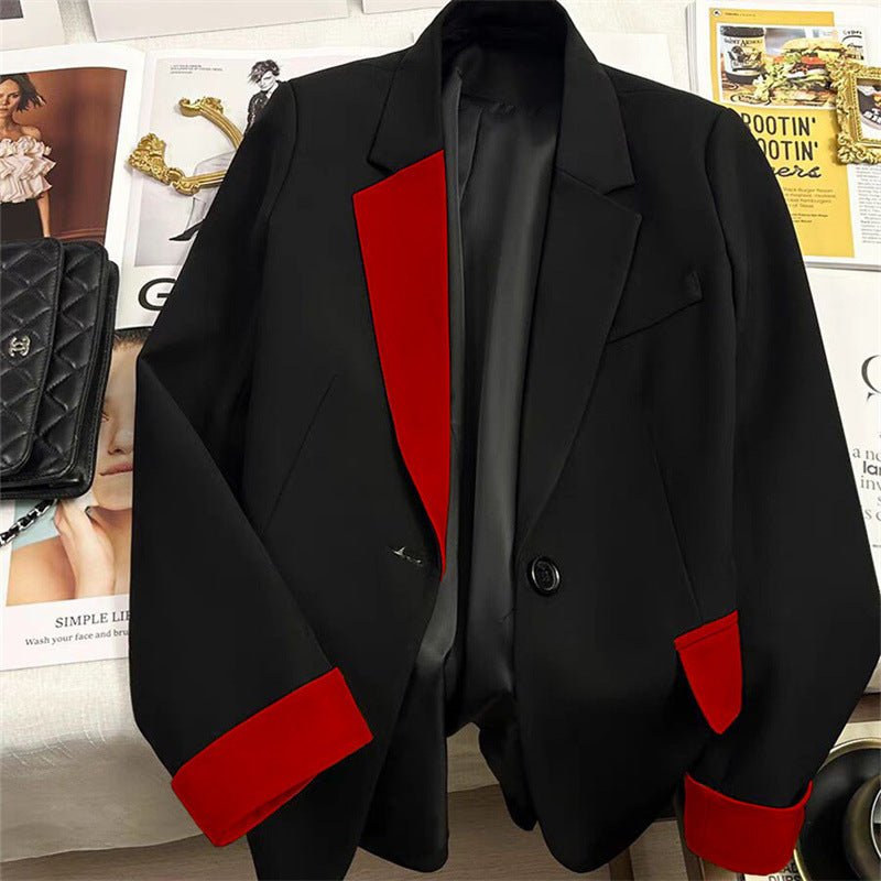 Black Contrast Stitch Blazer