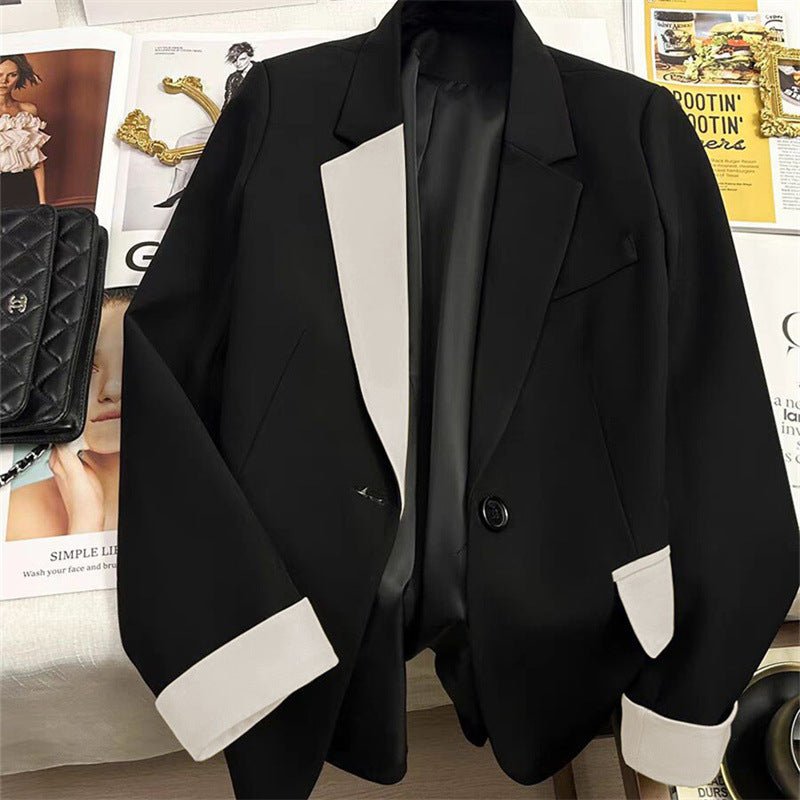 Black Contrast Stitch Blazer