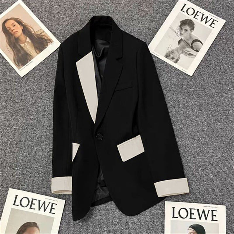 Black Contrast Stitch Blazer