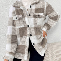 Plush Plaid Winter Coat - High Stretch