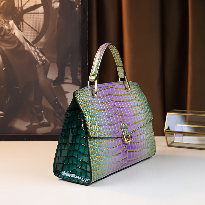 Fashion Yellow Crocodile Pattern Commuter Tote