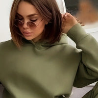 Women's Autumn/Winter New Solid Color Hoodie Set