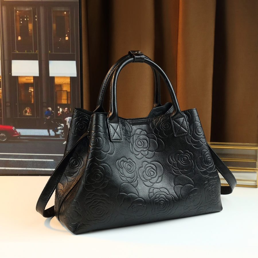 Vintage Rose Embossed Bucket Tote