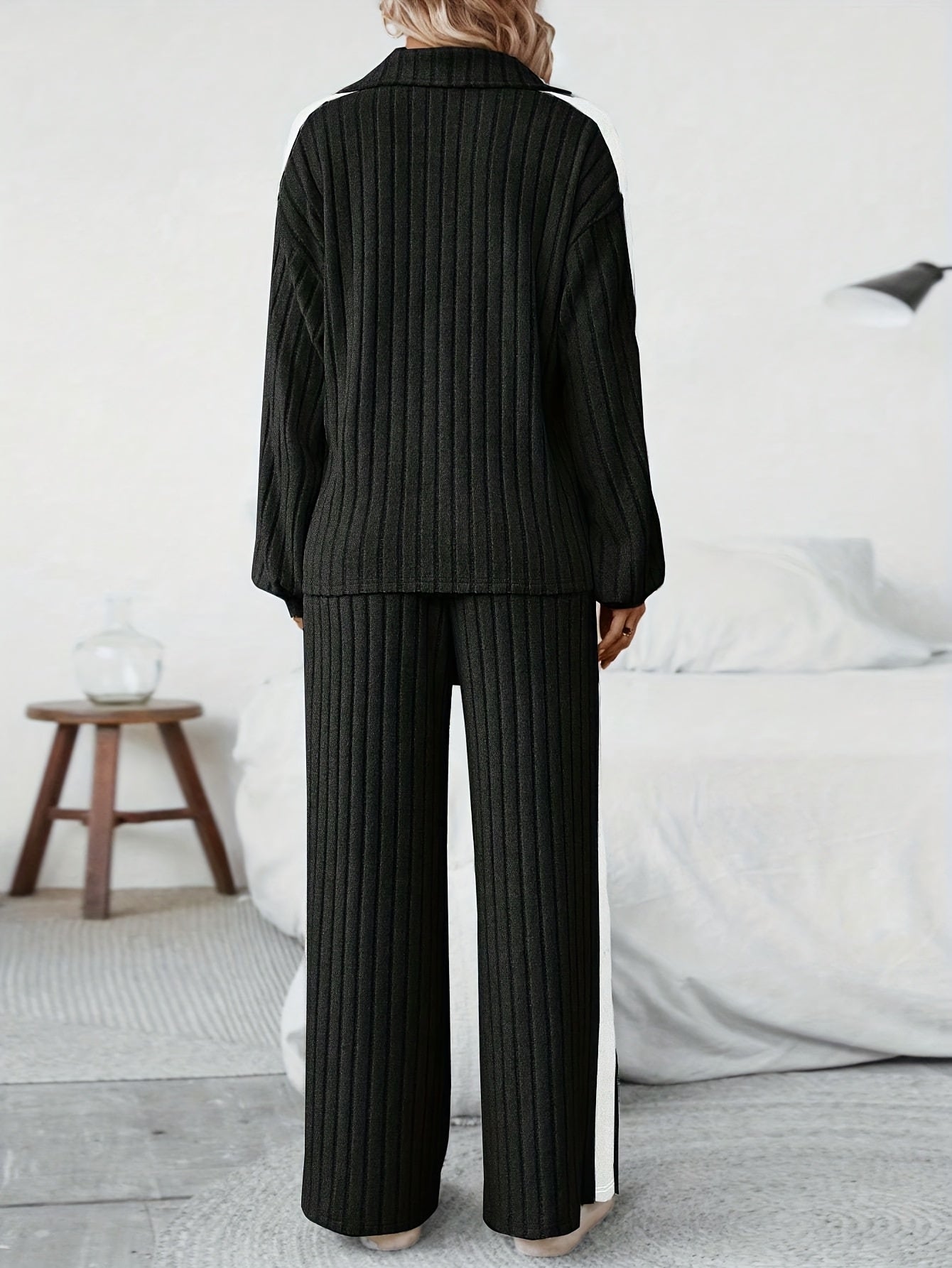 High Neck Knit Set - Casual Winter Two-Piece with High Elasticity