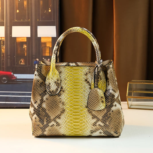 Vintage Yellow Python Print Tote Bag