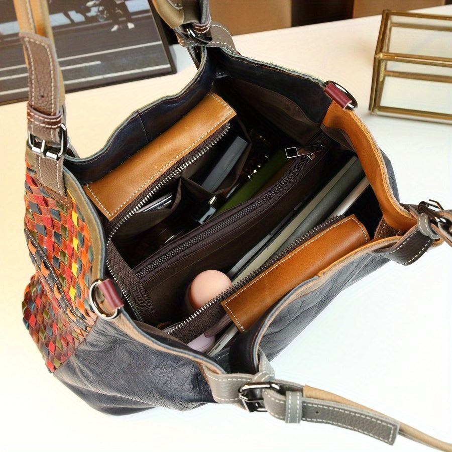 Mindia Leather Woven-Style Tote