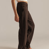 Y2K Retro Mid-Rise Dark Brown Wide-Leg Jeans