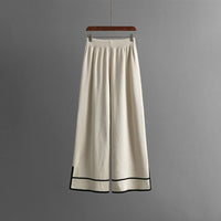 Contrast Slit Sweater & Wide-Leg Pants Set