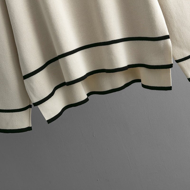 Contrast Slit Sweater & Wide-Leg Pants Set