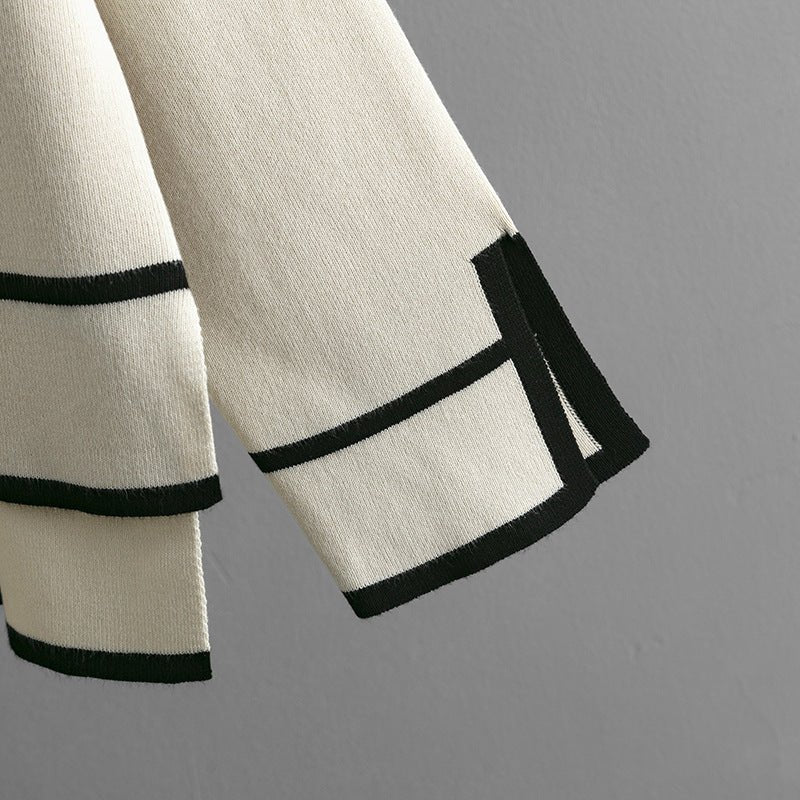 Contrast Slit Sweater & Wide-Leg Pants Set