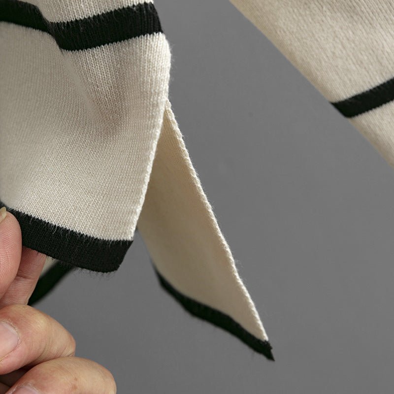 Contrast Slit Sweater & Wide-Leg Pants Set