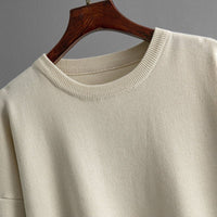 Contrast Slit Sweater & Wide-Leg Pants Set