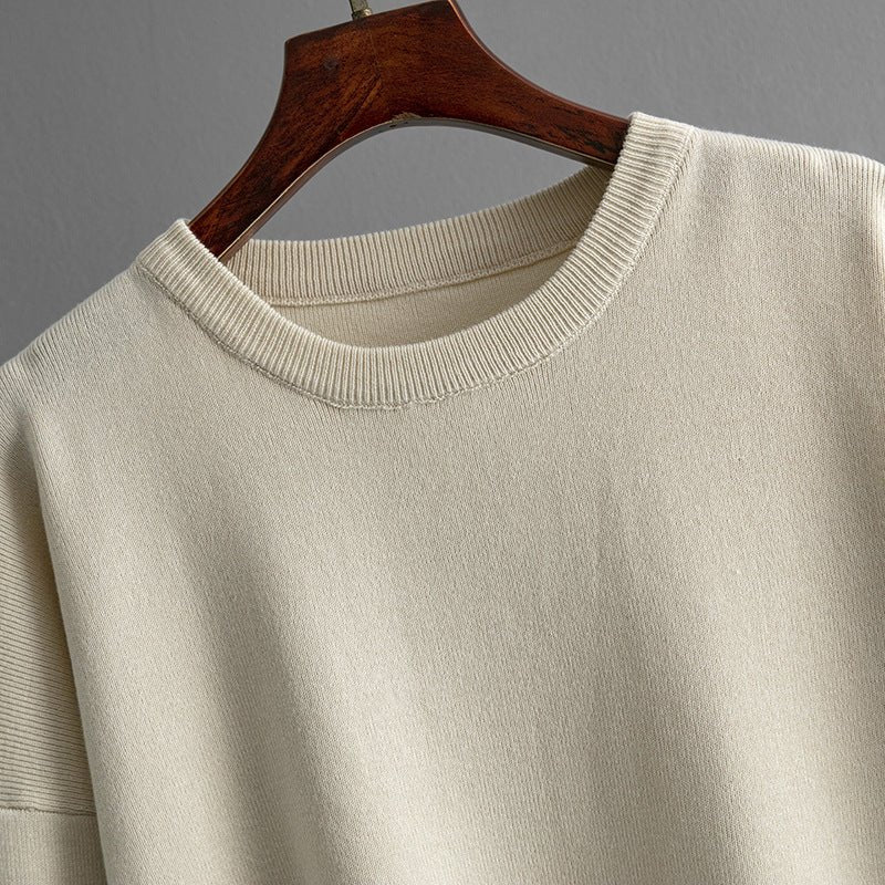 Contrast Slit Sweater & Wide-Leg Pants Set