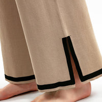 Contrast Split Short Sleeve & Wide Pants Set