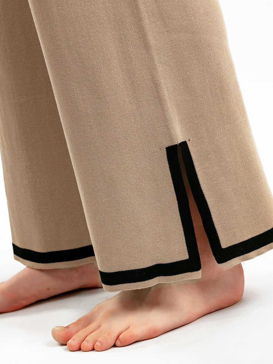 Contrast Split Short Sleeve & Wide Pants Set