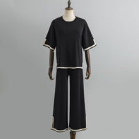 Contrast Split Short Sleeve & Wide Pants Set