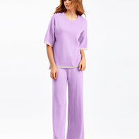 Contrast Split Short Sleeve & Wide Pants Set