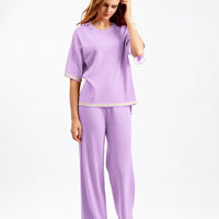 Contrast Split Short Sleeve & Wide Pants Set