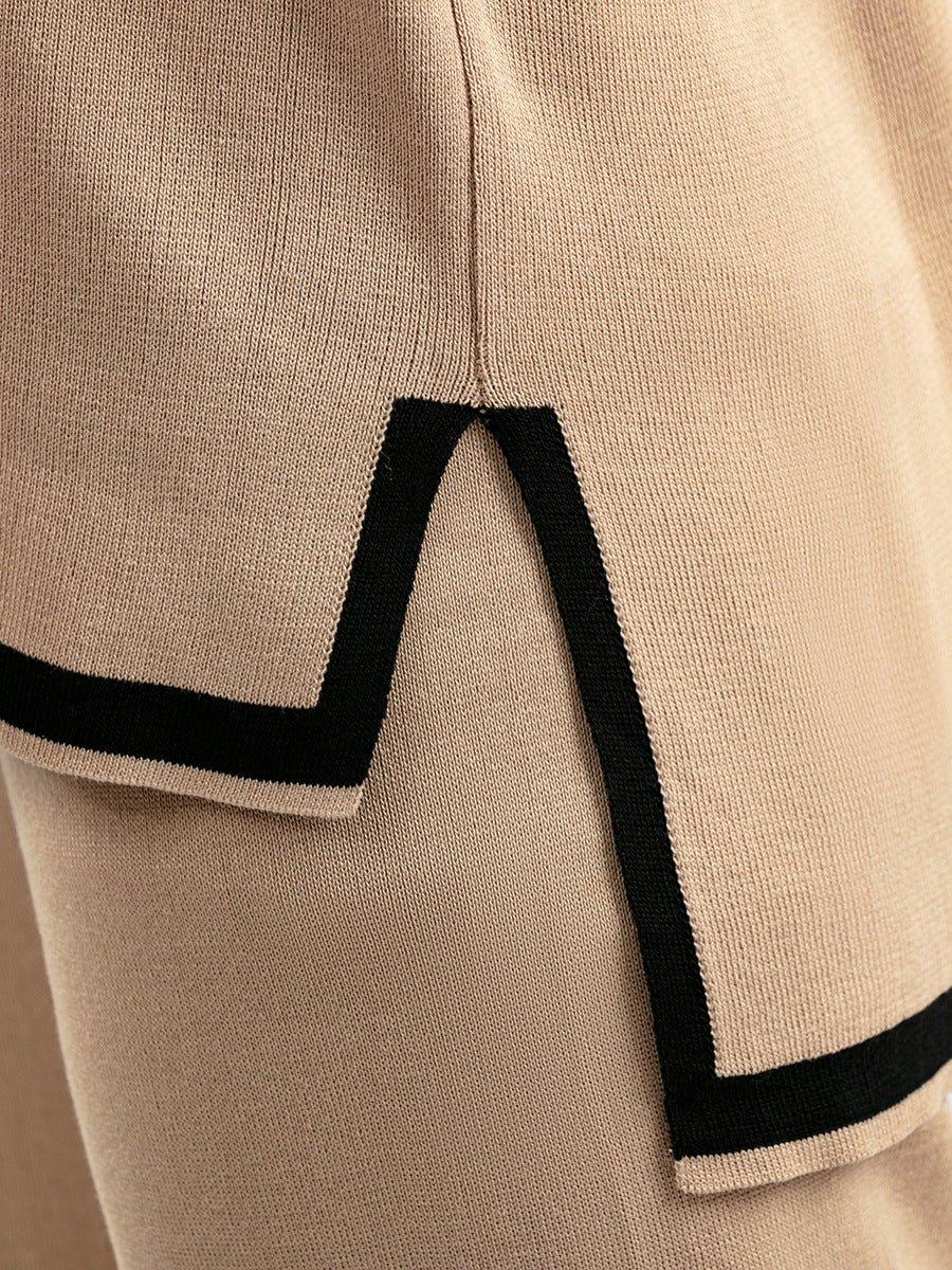 Contrast Split Short Sleeve & Wide Pants Set