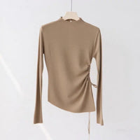 Slim Semi-Turtleneck Drawstring Pullover