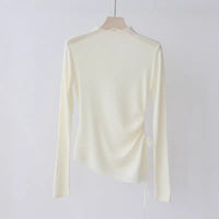 Slim Semi-Turtleneck Drawstring Pullover