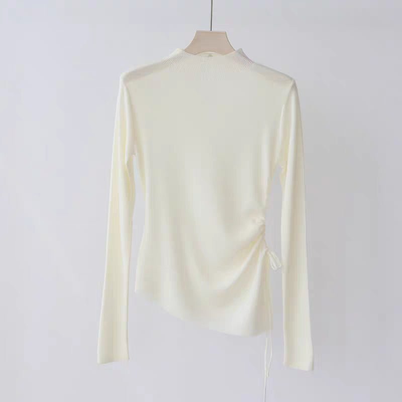 Slim Semi-Turtleneck Drawstring Pullover