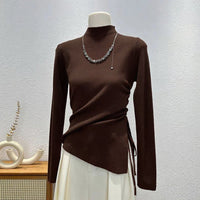 Slim Semi-Turtleneck Drawstring Pullover