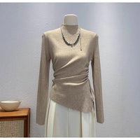 Slim Semi-Turtleneck Drawstring Pullover