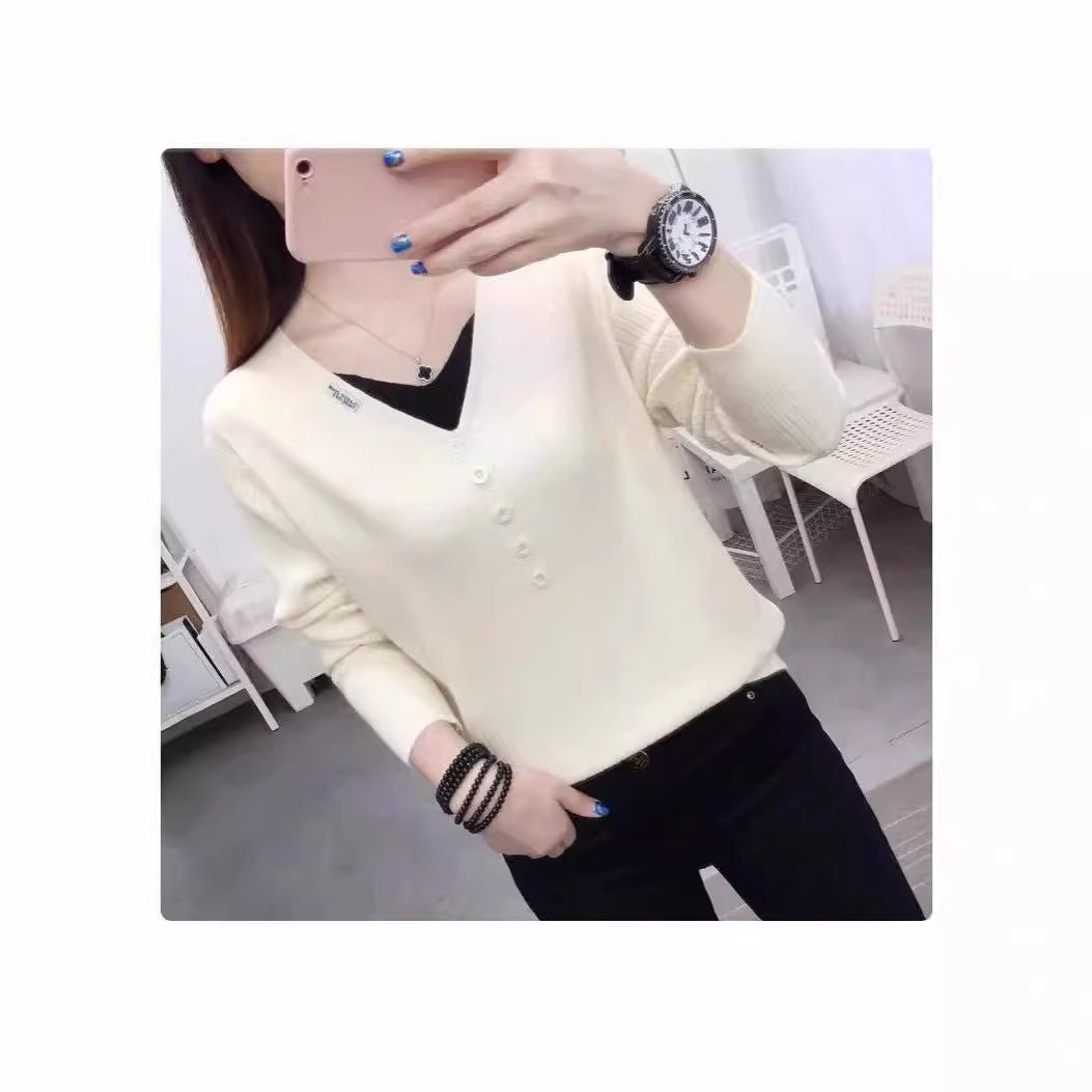 Slim V-Neck Casual Pullover