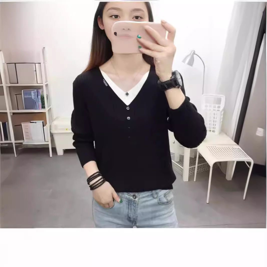 Slim V-Neck Casual Pullover