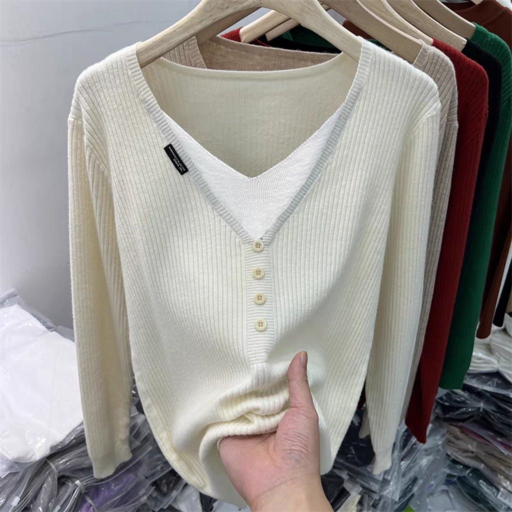Slim V-Neck Casual Pullover