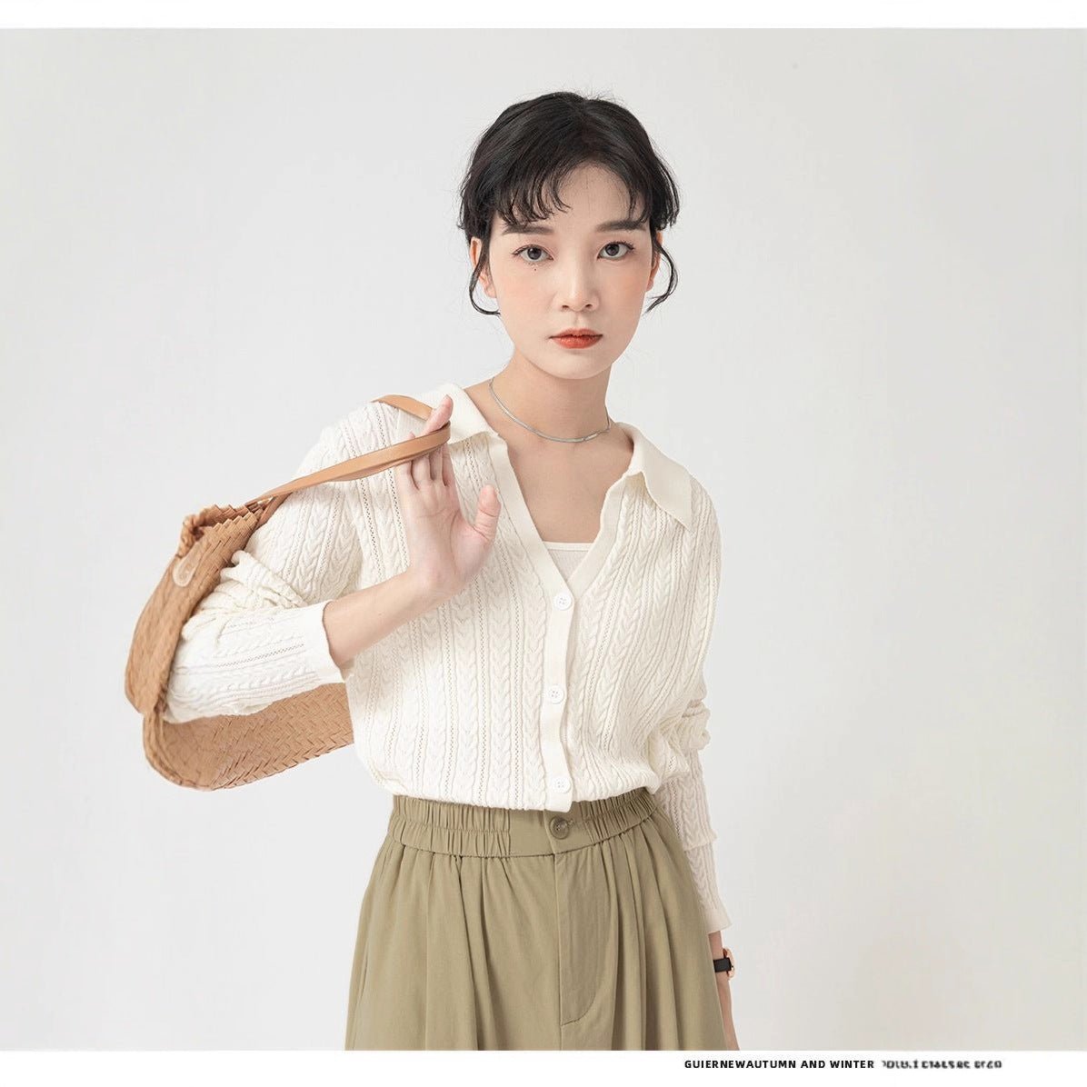 Slim Fit Polo-Collar Cardigan