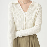 Slim Fit Polo-Collar Cardigan