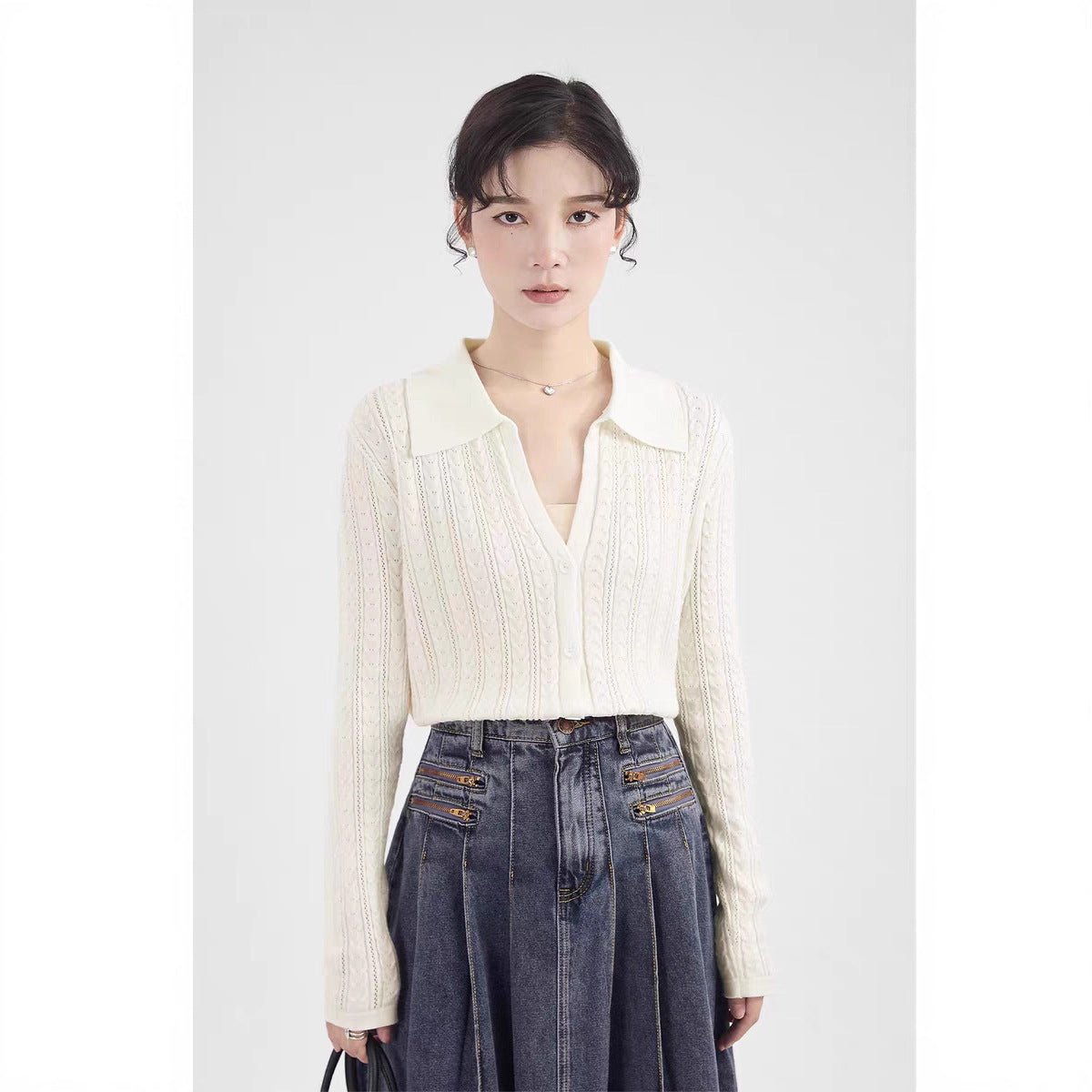 Slim Fit Polo-Collar Cardigan