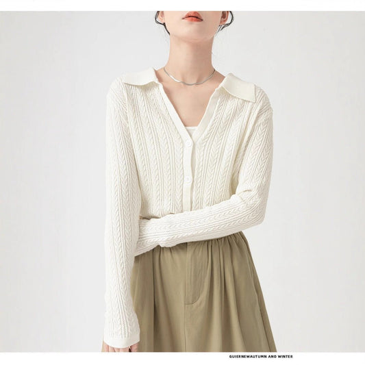 Slim Fit Polo-Collar Cardigan