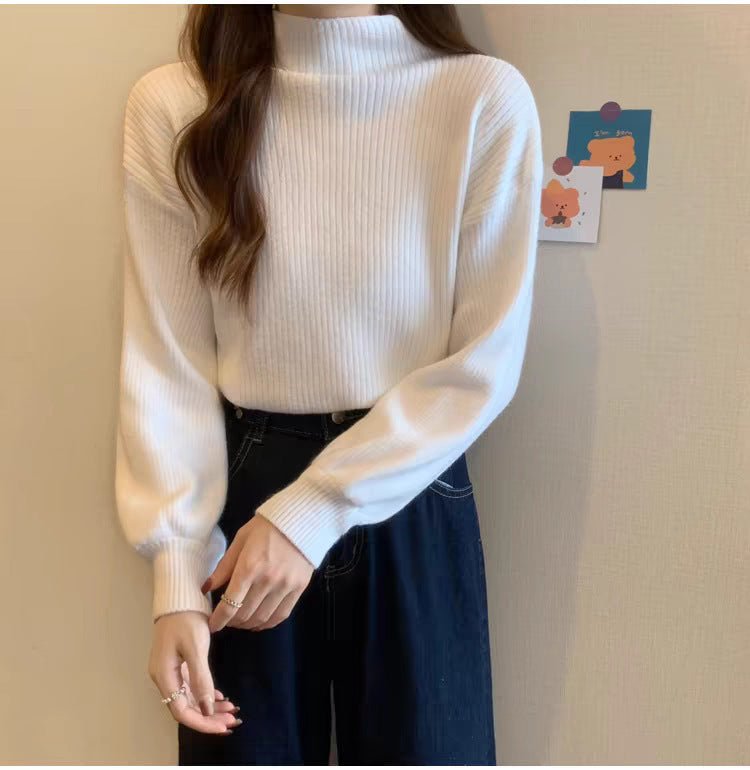 Slim Semi-Turtleneck Casual Pullover