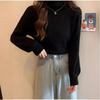 Slim Semi-Turtleneck Casual Pullover