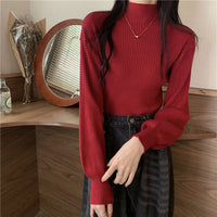 Slim Semi-Turtleneck Casual Pullover