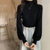 Slim Semi-Turtleneck Casual Pullover