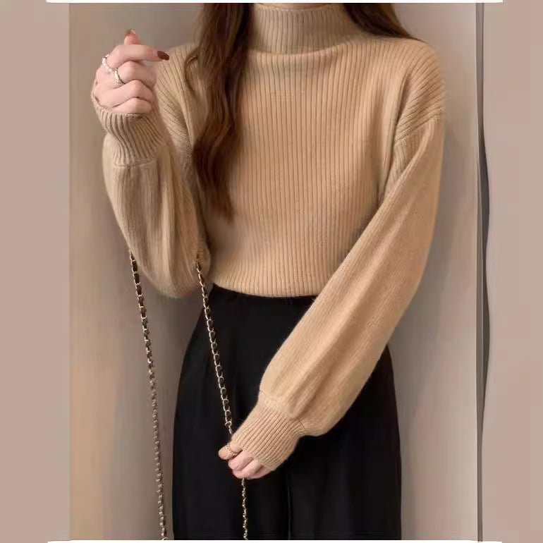 Slim Semi-Turtleneck Casual Pullover