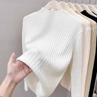 Slim Semi-Turtleneck Knit Pullover