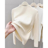 Slim Semi-Turtleneck Knit Pullover