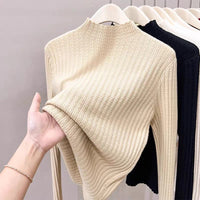 Slim Semi-Turtleneck Knit Pullover