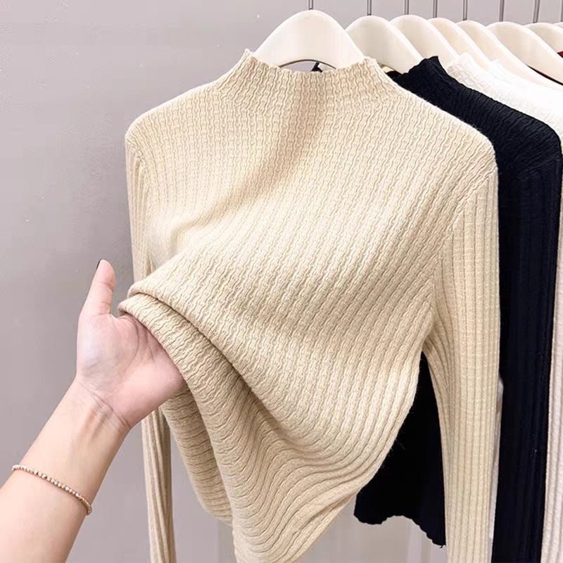 Slim Semi-Turtleneck Knit Pullover