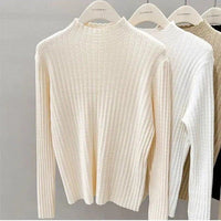 Slim Semi-Turtleneck Knit Pullover