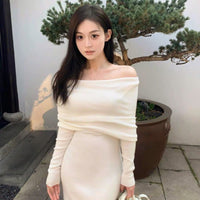 Slim One-Shoulder Pullover Dress