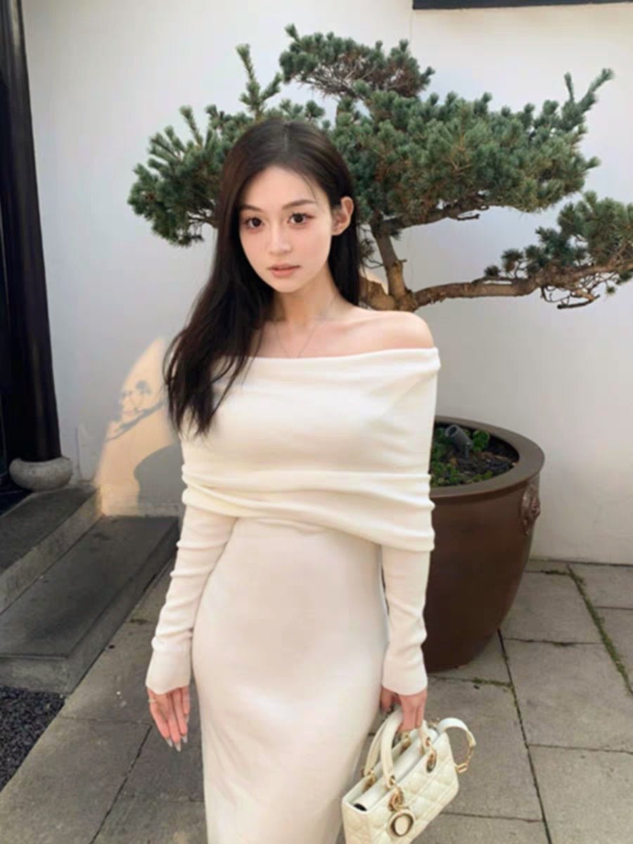 Slim One-Shoulder Pullover Dress