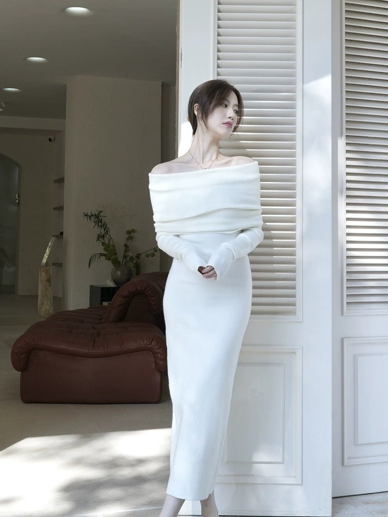 Slim One-Shoulder Pullover Dress